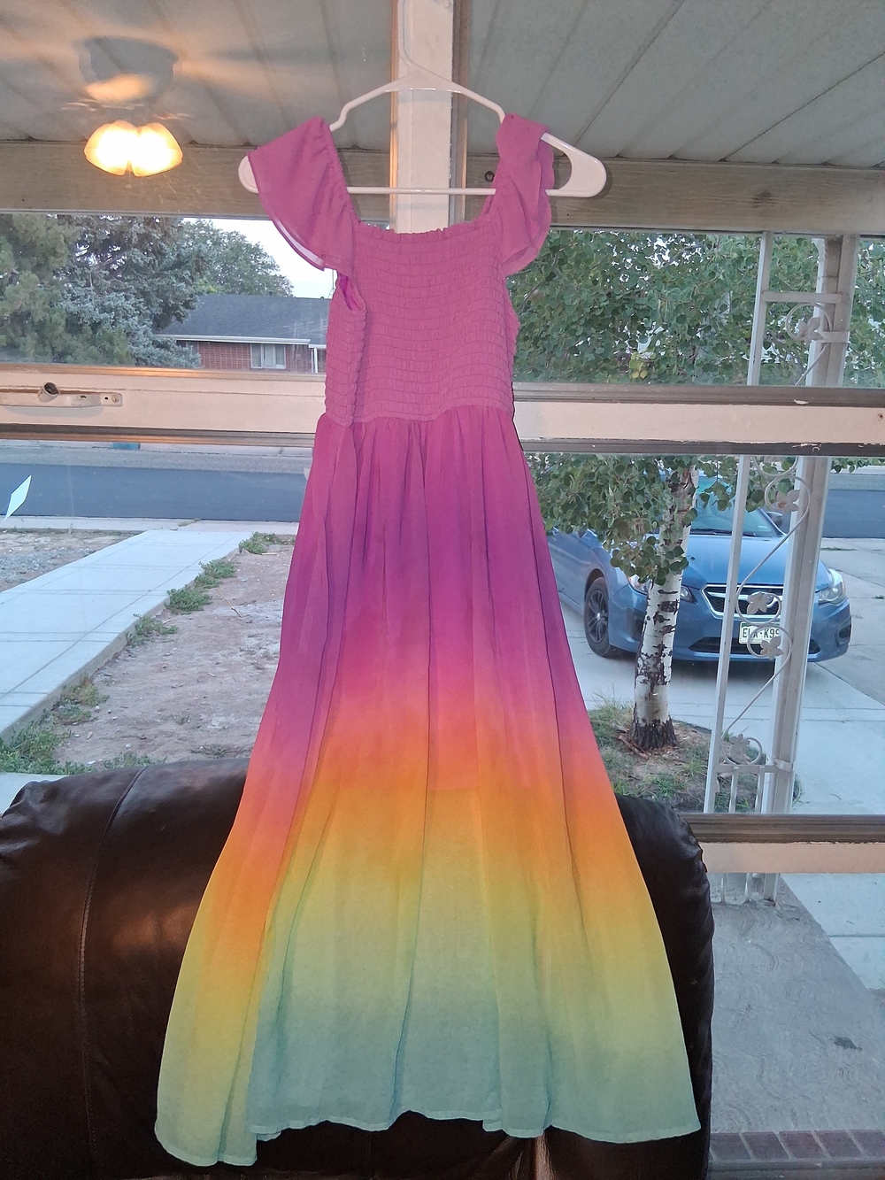 Justice Girls Ombre Maxi Dress in Pink, Orange, Yellow, Aqua